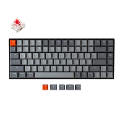 Keychron K2 Wireless Bluetooth/USB Wired Gaming Mechanical Keyboard, Compact 84 Keys RGB LED Backlight N-Key Rollover, Aluminum Frame for Mac Windows, Gateron Red Switch