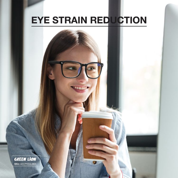 Green Lion Optix Anti-Blue Light Eyewear with Anti-Digital Eye Fatigue, 53mm Lens Width, Anti-Glare Coating, Night-Time Comfort, 19mm Bridge Width, UV400 Protection, 135mm Temple Width, Eye Strain Reduction - Black