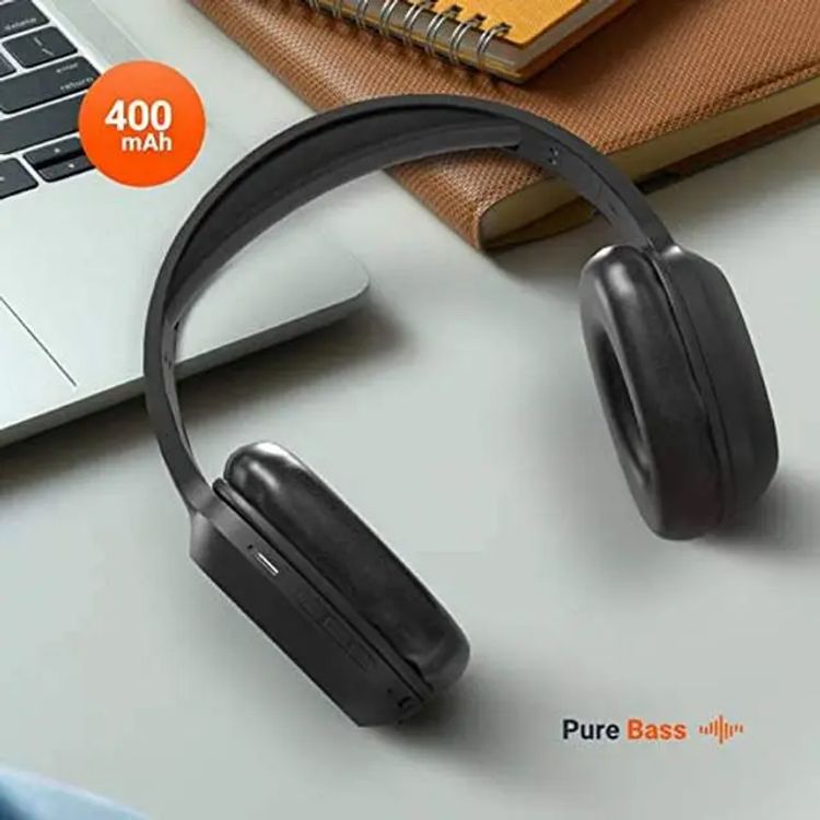Porodo Soundtec Wireless Headphones with Noise Cancelling, Active Siri, Pure Bass, 2 Hours Charging Time, 12 Hours Playtime, 400mAh Battery Capacity - Black
