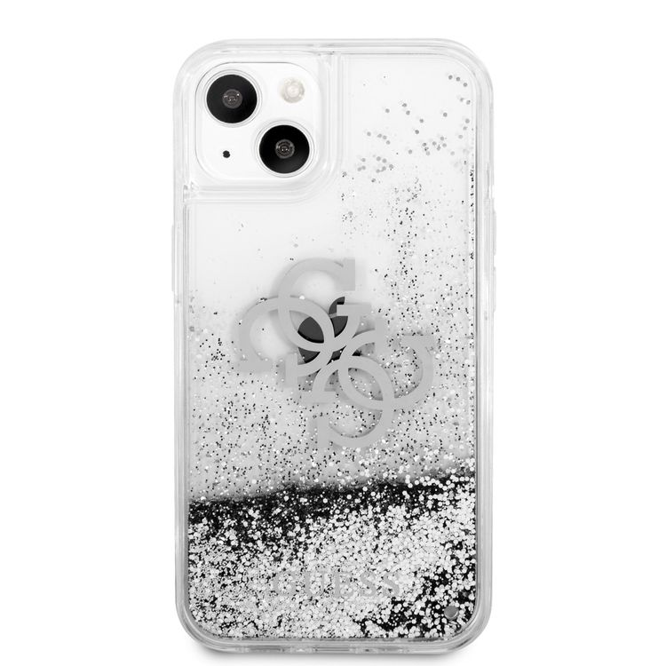 CG MOBILE Guess Liquid Glitter Case with 4G Electroplated Logo Compatible for iPhone 13 (6.1") Anti-Scratch, Easy Access to All Ports, Shock Absorption