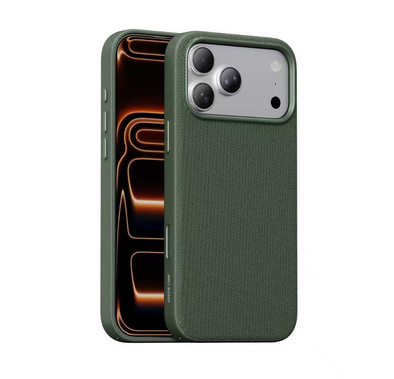 جرين لايون جراب منسوج بتقنية MagSafe لهاتف آيفون 17 برو ماكس، مقاوم للخدوش، حماية من السقوط، مريح في الإمساك، مقاوم لبصمات الأصابع، حماية أساسية، قصات دقيقة، ملائم تمامًا، نسيج 350D/280D - أخضر