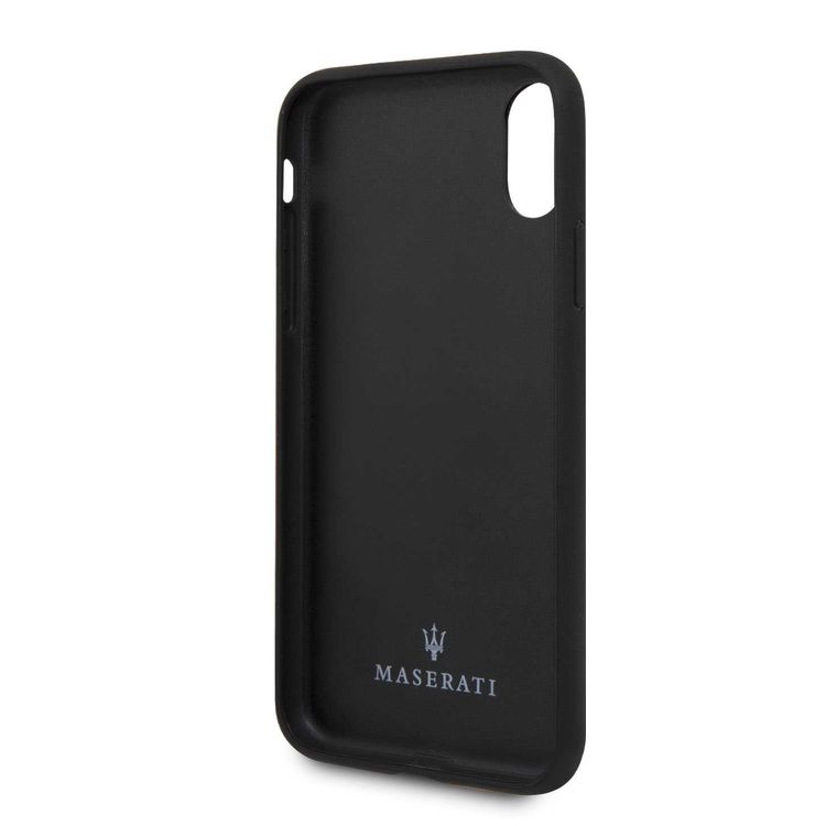 Maserati Granlusso Genuine Leather Hard Case for iPhone X - Dark Gray