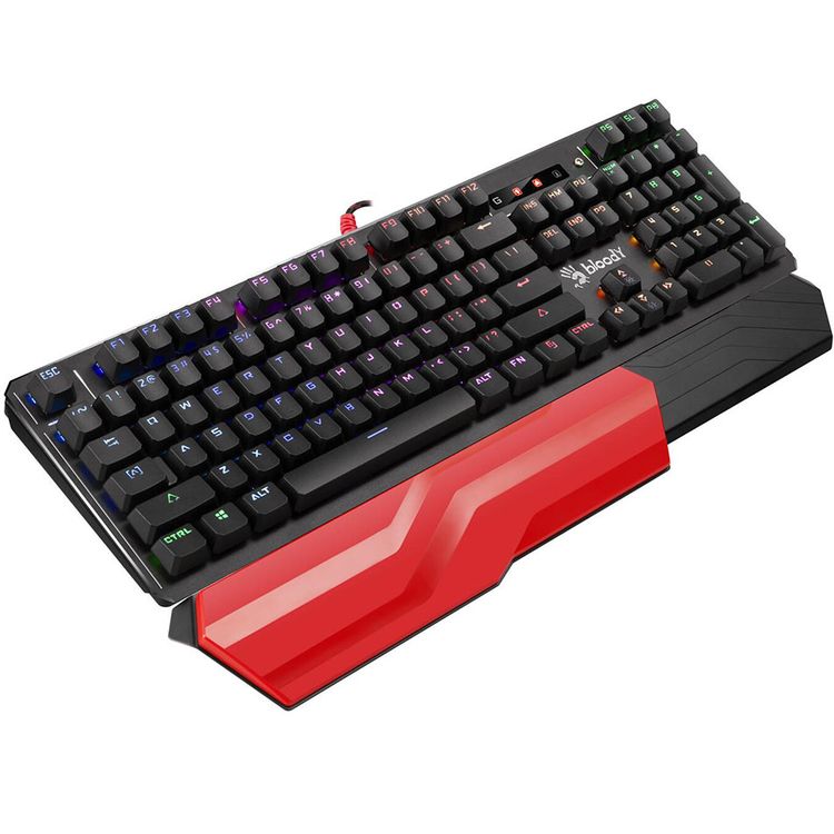 لوحة مفاتيح الألعاب بلودي B975: مفتاح بصري خطي - ملاحظات خفيفة وفورية | أسرع مفاتيح لوحة مفاتيح في الألعاب | مقاومة الماء | إضاءة ار جي بي | مسند المعصم القابل للفصل | أسود