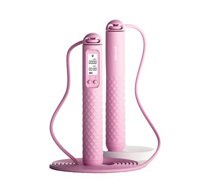 Porodo Lifestyle Smart Skipping Rope Forward & Reverse Counts, Battery Display Set Time - Pink