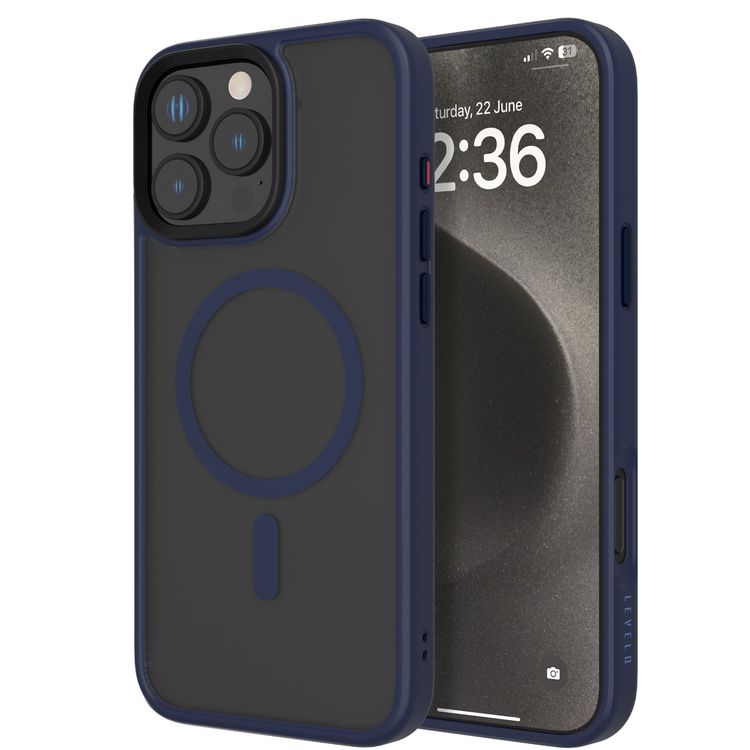 Levelo MagSafe Matte Solo Case for iPhone 16 Pro Max with Impact-Resistant Corners, 3H Scratch Resistance, Matte TPU Bumper, Lightweight & Hybrid Design - Blue 