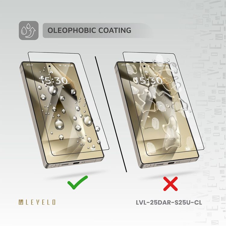 Levelo 2.5D Silk Print High Silicone AR Screen Protector for Samsung Galaxy S25 Ultra, Anti-Reflection Clear Glass, 0.25mm Ultra Thin, Scratch-Resistant, Oleophobic & Hydrophobic Coating, Instant Fingerprint Unlock, Air Bubble Prevention, Explosion- Proof, Auto-Exhaust - Clear