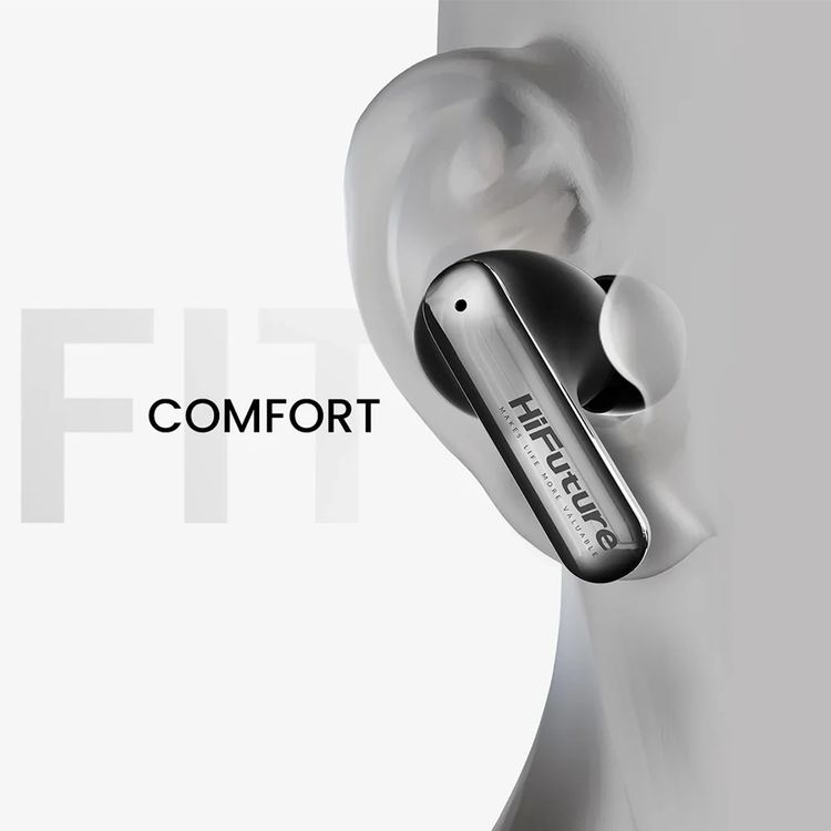 HiFuture Sonicair Earbuds with Up to 35 Hours Play Time, 10mm Driver, Comfortable Fit, Soft Bass, Bluetooth Version 5.3, Built-in 4 Microphones with ENC Technology, Crystal Clear Calls - White