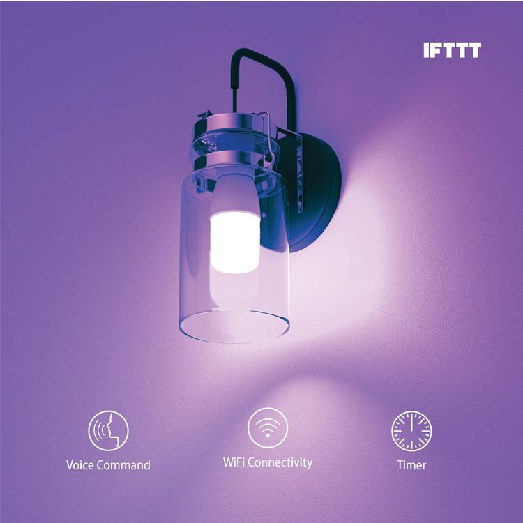 Porodo Brite Smart LED Bulb with 16 Million RGB Colors, Voice Command, Music Rhythm Sync, Automated Timer, WiFi Connectivity, 610 Lumens of Brightness - White