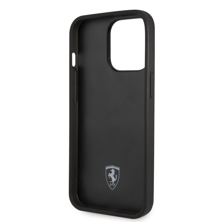 Ferrari Leather Printed Big SF Logo Hard case, Drop protection, Compatible with iPhone 13 Pro Max - Black