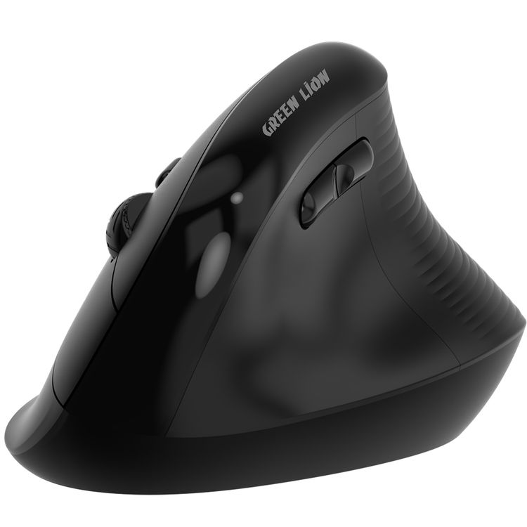Green Lion Ergo Grip Vertical Mouse with Adjustable DPI, Multi-Device Pairing, 2 Hours Charging Time, 30 Hours Working Time, 60cm Type-C Cable Length, 10m Transmission Distance - Black