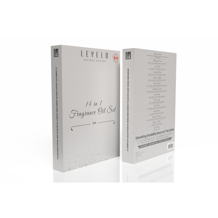 مجموعة زيوت عطرية من Levelo تحتوي على 14 نوعًا مختلفًا من العطور، حجم كل زيت عطري 5 مل، الحجم الإجمالي 70 مل، مركز بشكل عالي، مواد طبيعية، بدون عطور صناعية - أبيض
