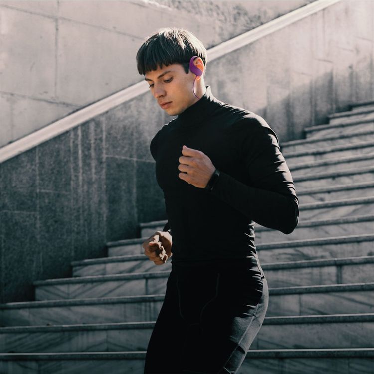 Green Lion Athlete Earphones with Premium Sound, 3 Sizes Silicone Ear Tips, Premium Sound, 10m Working Distance, 1.5 Hours Charging Time, 5 Hours Talking Time, 13mm Driver Size, Lightweight Design - Purple