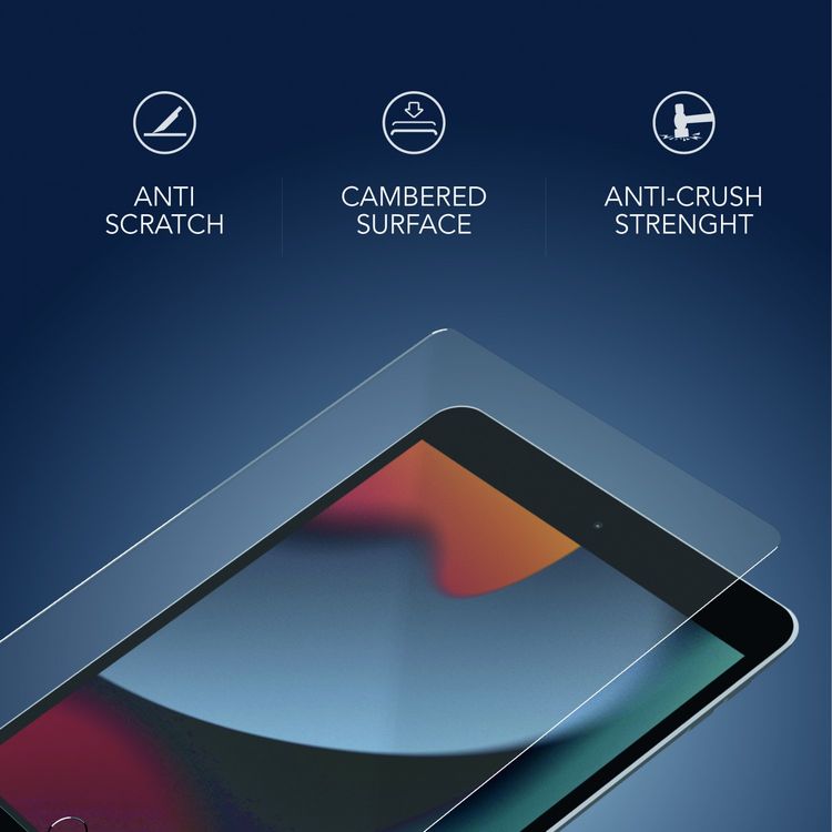 LEVELO Laminated Crystal Clear Tempered Glass Screen Protector Compatible for iPad 9th/8th/7th Gen 10.2" (2021 & 2020) Sensitive Touch, Anti-Scratch, Shock Absorption Protector - Clear