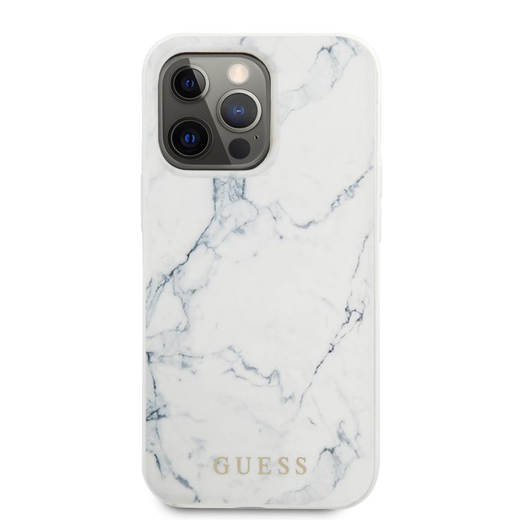 CG MOBILE Guess PC/TPU Elegant Marble Design Case Compatible for iPhone 13 Pro (6.1") Anti-Scratch, Easy Access to All Ports, Shock Absorption