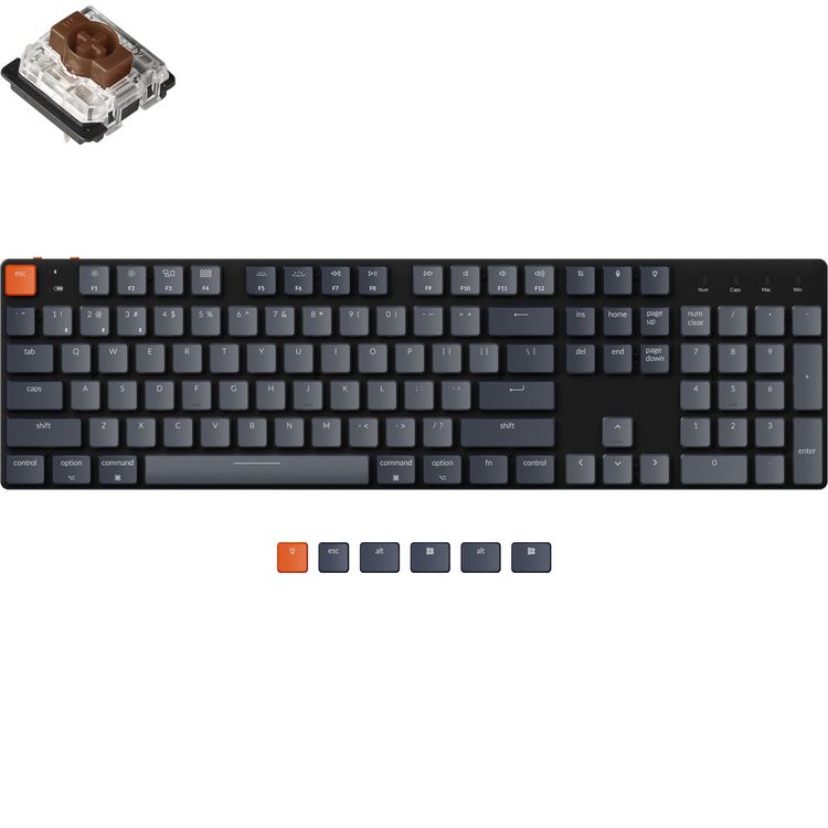 Keychron K5SE 104 keys Gateron Mechanical Wireless Keyboard With RGB & Brown Switch, Compatible with Mac & Windows - Black