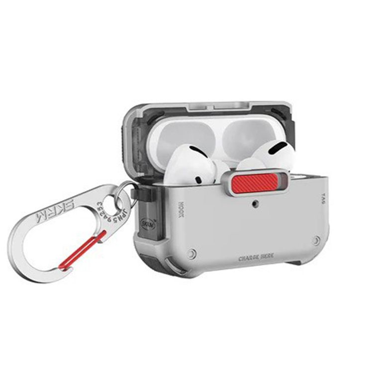 Skinarma Airpods Pro 2 Case Mecha with Layered Hybrid Shell Construction, Secure Magnetic Closure, Precise Openings for Speakers and Charging Port - Chrome