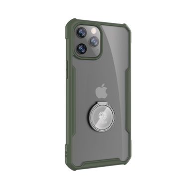 Green Lion Stylishly Tough Shockproof Case with Ring Anti-Shock Case Anti-Scratch Clear Hard PC + Metal Can work with Magnetic car phone holder (iPhone 12 Mini 5.4") - Green