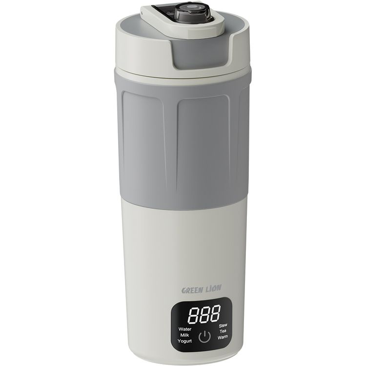 Green Lion Kettle & Go 600mL Electric Kettle with 300W Power, 6 Preset Functions, Type-C Power Input, 7-8 Minutes Heating Time, PP & Stainless Steel 304 Material, Touch Control, Auto Shut Off, Keep Warm Mode - White