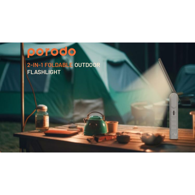 Lifestyle By Porodo 2 in 1 Foldable Outdoor Flashlight - Black