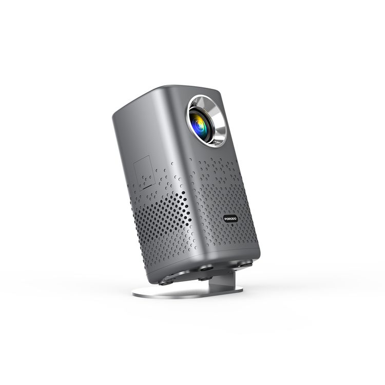 Porodo Lifestyle Gobo Portable Air Projector with Adjustable Screen Size, 2 Hours Playtime, 150 ANSI Lumens, 35” – 150” Adjustable Screen Size, Over Temperature Protection, Media Player, Air Projection, 1080P Full HD, 2 Hours Working Time - Gray