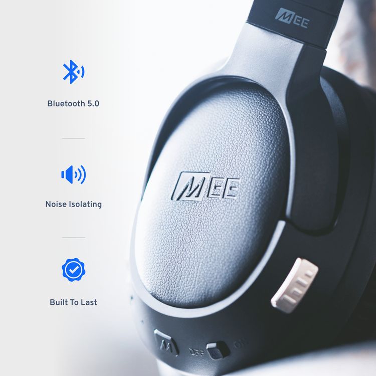 MEE Audio Matrix Cinema Wireless Headphones with Built-in Microphone and Control Buttons, Ultra-soft Memory Foam Ear Cushions, Four Audio Enhancement, aptX Low Latency Support, 40 mm High-resolution Dynamic Driver, Up to 30 Hours Playtime, Clear Voice Plus Mode - Black