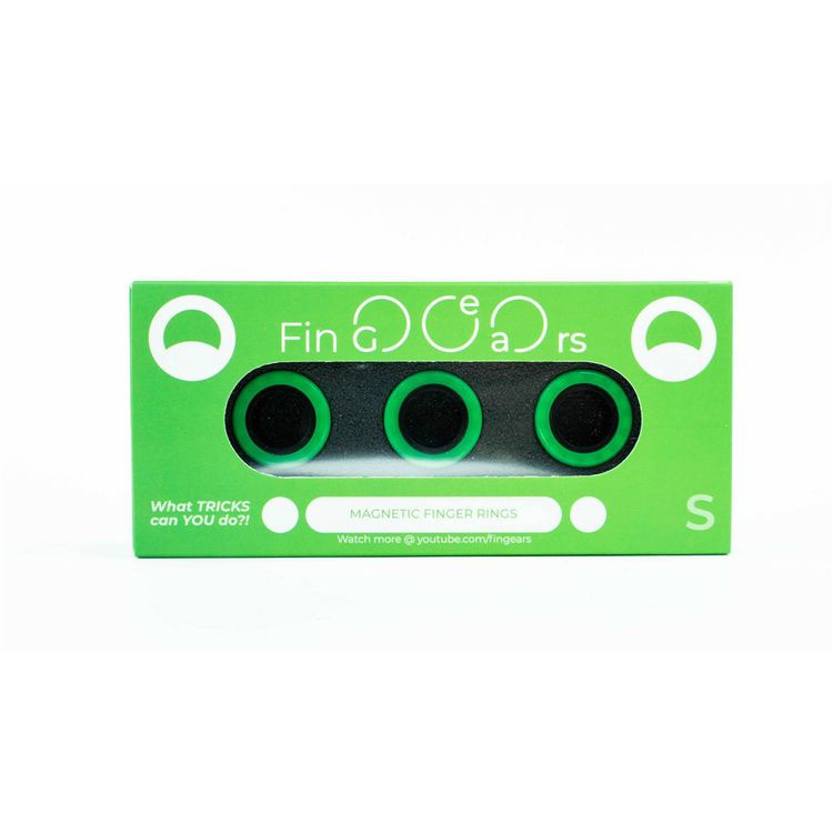 FinGears Magnetic Fidget Rings, Pack of 3, Relieves Stress and Anxiety, Freestyle Magnetic Spinner Ring for Adults, Small - Green/Black