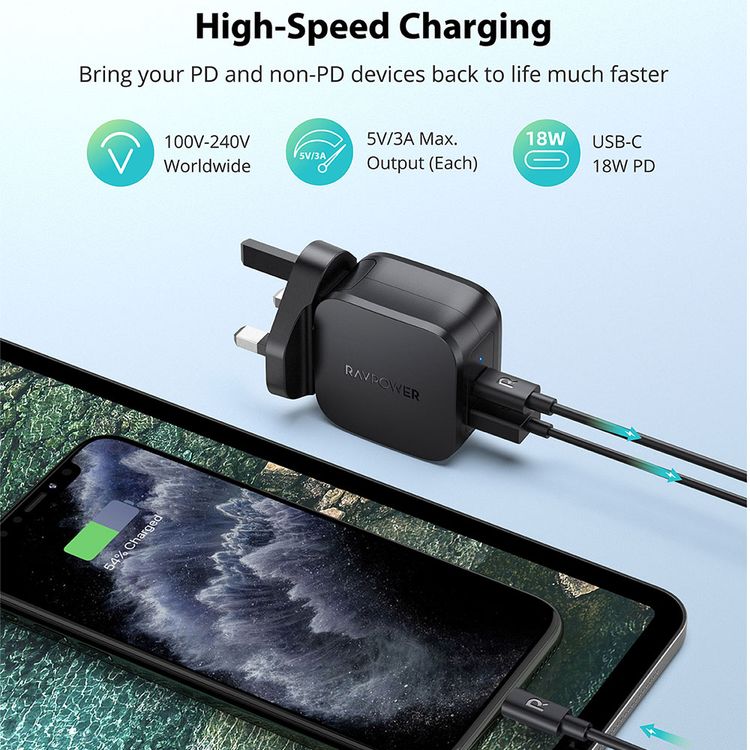 Power Bank RAVPower RP-PB200-BK 5 in 1 PD Pioneer Power Bank Combo - Black