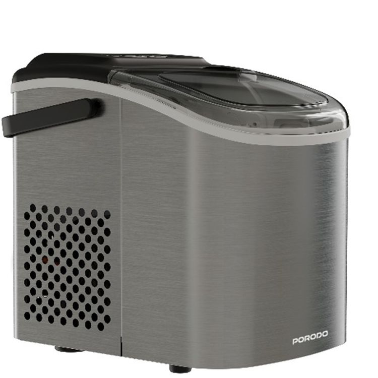 صانع الثلج الفوري بورودو لايفستايل بغطاء شفاف، إنتاج سريع للثلج، تصميم موفر للمساحة، لوحة تحكم سهلة الاستخدام، 12 كجم من الثلج في 24 ساعة، يتضمن ملعقة ثلج، سعة 0.6 كجم من الثلج - لون فضي