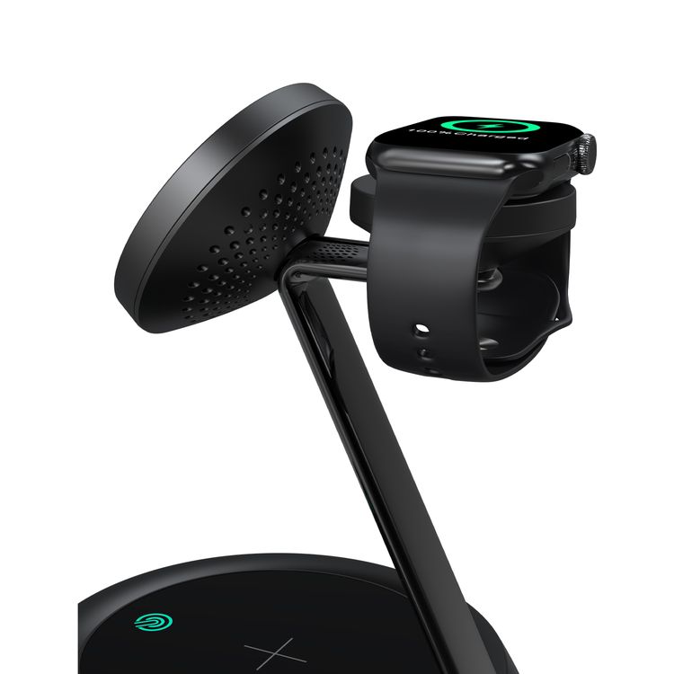Levelo Sienese 3-in-1 Wireless Charger with MagSafe Compatibility, 15W Output Power, 0.8kg Magnetic Attraction, Heat Dissipation System, Anti-Slip Mat, Night Light - Black