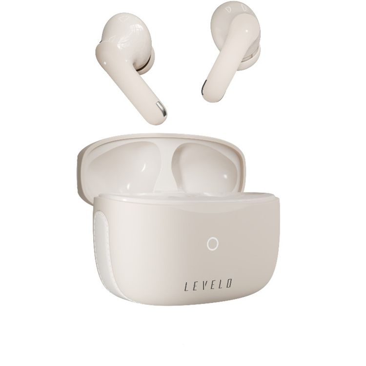 Levelo Oris ENC True Wireless Earbuds with Environmental Noise Reduction, Google & Siri Assistant, Hi-Fi Bass, Game/Music Modes, 280mAh Battery Capacity, 21 Hours Playtime - Beige