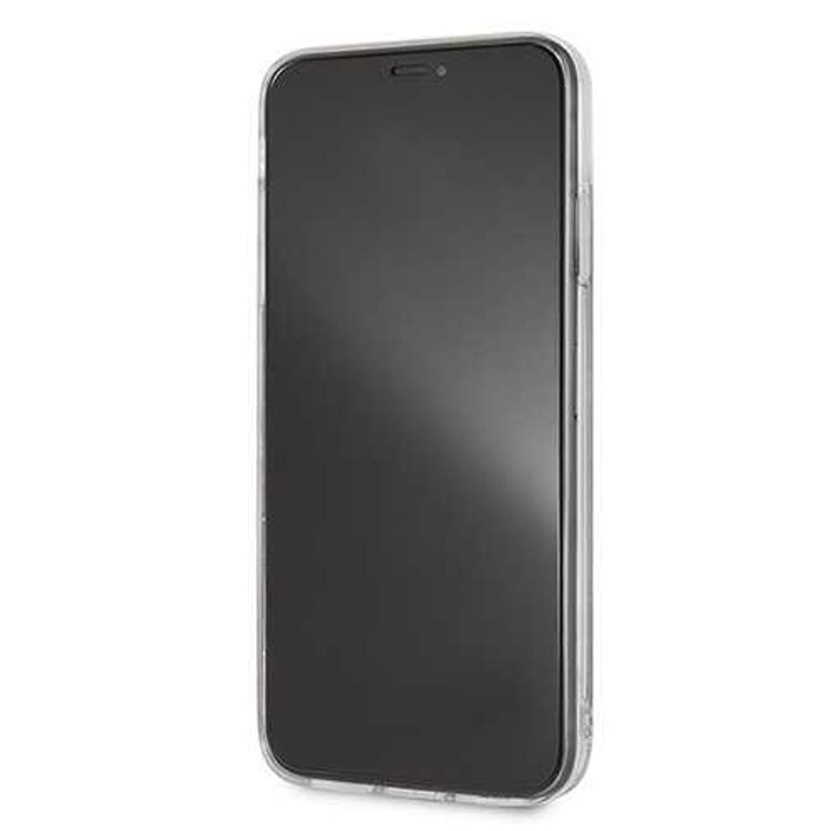 CG MOBILE Guess Hearts Glitter Hard Phone  Case Compatible for iPhone Xs Max Officially Licensed - Silver