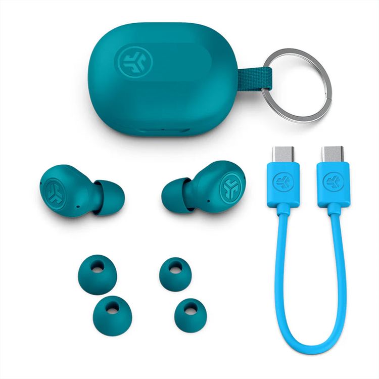 JLab JBuds Mini True Wireless Earbuds, Noise-Canceling, Quick Charge, Splashproof, 15 Minutes of Fast Charging Time, 20 Hours Total Playtime - Teal