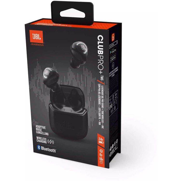 JBL Club Pro+ True Wireless In-Ear ANC Headphones Adaptive Noise Cancelling with Smart Ambient, Zero Hassle Connectivity - Black