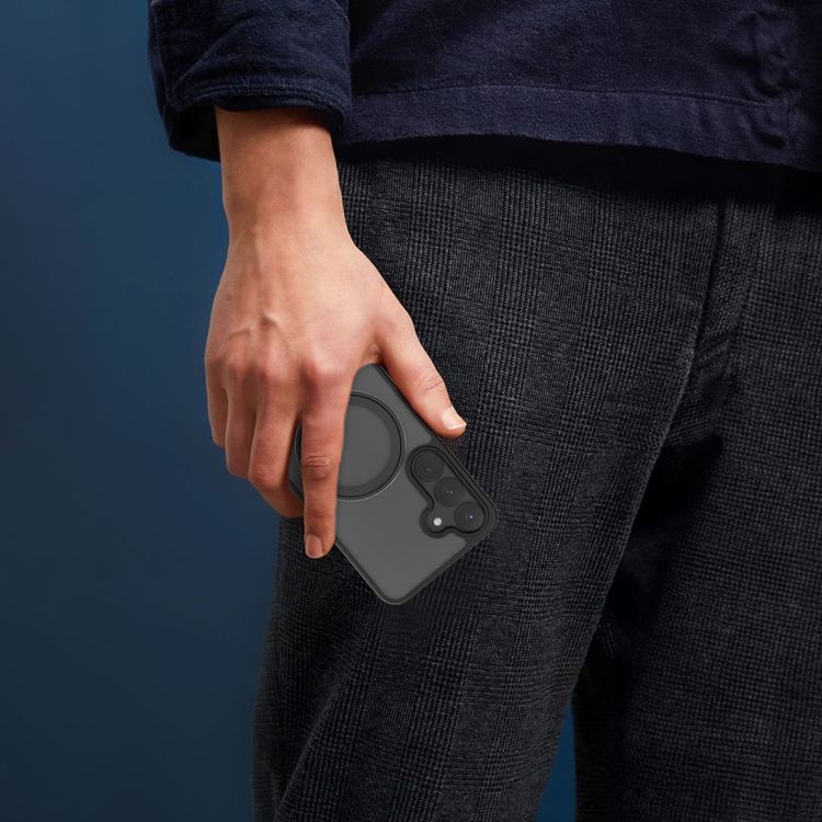 حافظة ليفيلو فيا مع حامل حلقي 360 درجة لهاتف سامسونج جالاكسي S25 بلس، توافق مع MagSafe، مادة هجينة مع لمسة نهائية من مادة TPU غير اللامعة - أسود