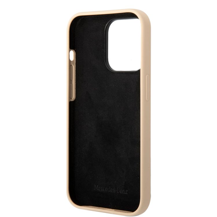 Mercedes-Benz Liquid Silicone Case with Gradient Star Horizontal Pattern iPhone 14 Pro Max Compatibility - Beige