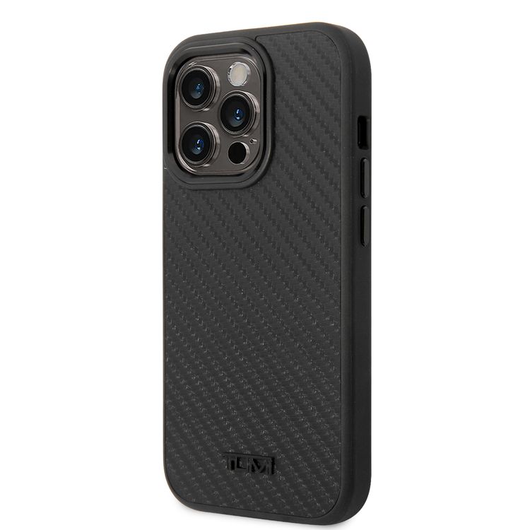 Tumi HC Aluminium Carbon Pattern Case For iPhone 14 Pro - Black