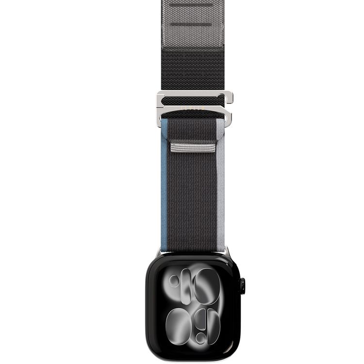 Levelo Malo Nylon Watch Strap with Unique Woven Structure, Sweat & Water Resistant, Lightweight Nylon, Adjustable Strap Fit, Quick Strap Setup, Adjustable G-Buckle Closure Type, 135mm – 210mm Fit Size Range, Compatible with Apple Watch 49mm / 46mm / 45mm / 44mm / 42mmm - Gray