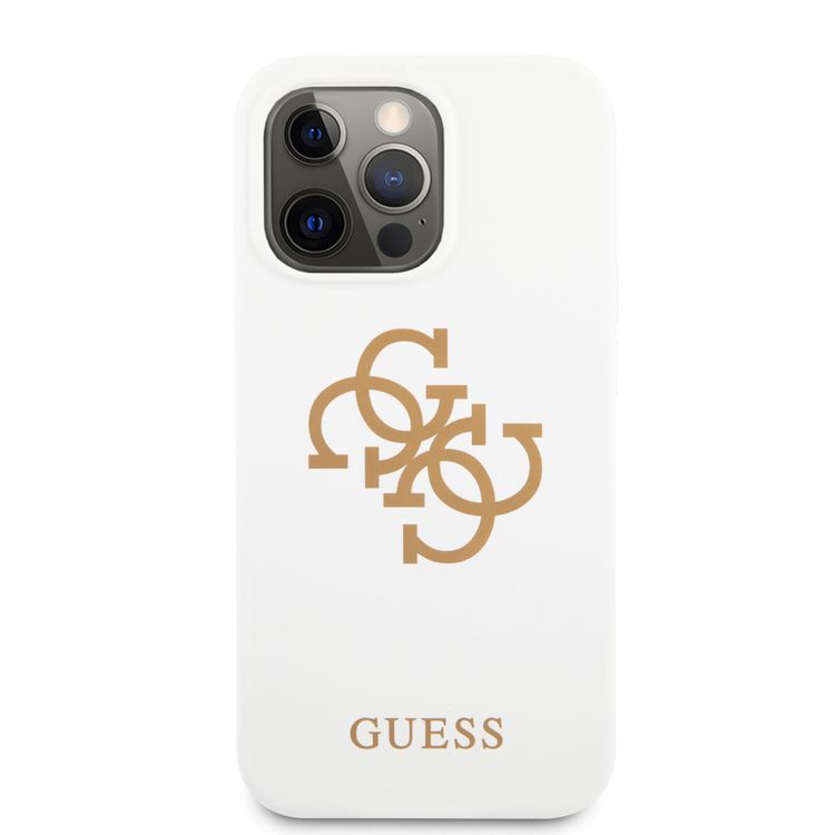 CG MOBILE Guess Liquid Silicone Case Big 4G with Logo Print Compatible for iPhone 13 Pro (6.1") Anti-Scratch, Easy Access to All Ports, Shock Absorption