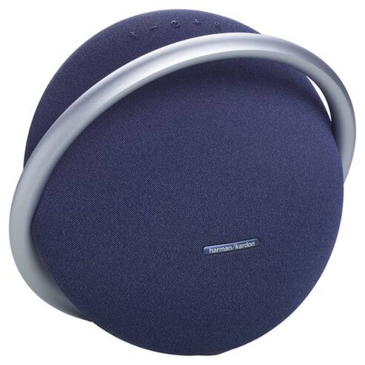 Harman Kardon Portable Bluetooth Speaker Onyx Studio 8 with Elegant Design, Self-Tuning, Eco-friendly Materials, Built-in Dual Microphone, Stereo Sound with Two Speakers - Blue