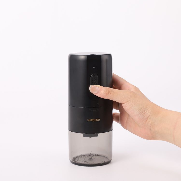 LePresso Conical Burr Grinder, 1200mAh Battery Capacity, 3 Hours Charging Time, Type-C Charging Port, Adjustable Grind Size, 160g Powder Container - Black