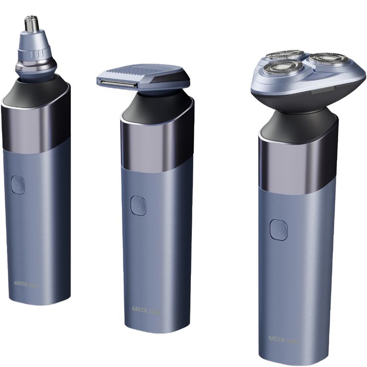 Green Lion 3-in-1 G-Blade Trimmer with Digital Display, 90 Minutes Working Time, 5W Power, Stainless Steel Blade, 600mAh Battery, Travel Lock, Shaver, Hair & Nose Trimmer - Gray
