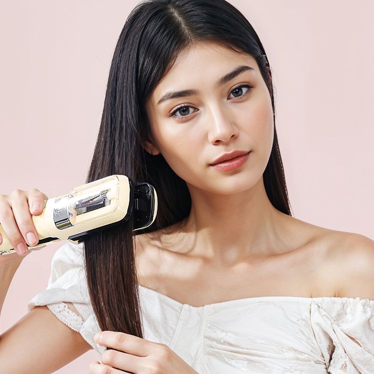 Porodo 2-in-1 Split End Trimmer & Hair Straightener with Cordless Functionality, 500mAh Battery, USB-C Charging Port, Visible Hair Cutting, Blue Light Hair Repair, 18W Rated Power - White