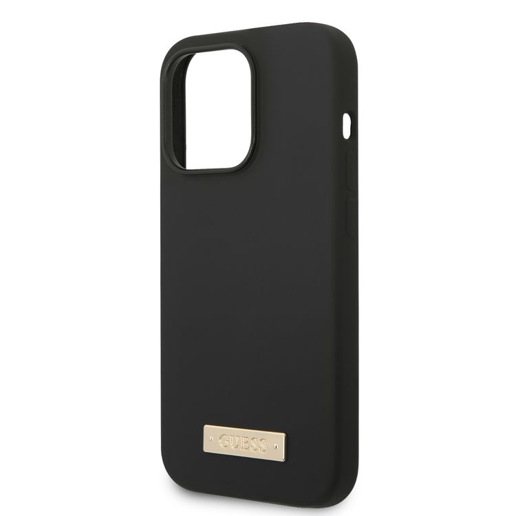 Guess Magsafe Silicone Case With Metal Plate Logo - Black