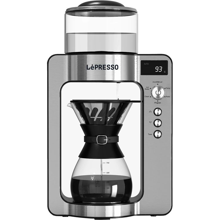 LePresso Dual Mode Coffee Drip Machine with Automatic Descaling, Customized Setting, 650mL Glass Carafe Capacity, 1L Water Tank Capacity, UK 3-Pin Plug, Golden Cup Standard - Silver