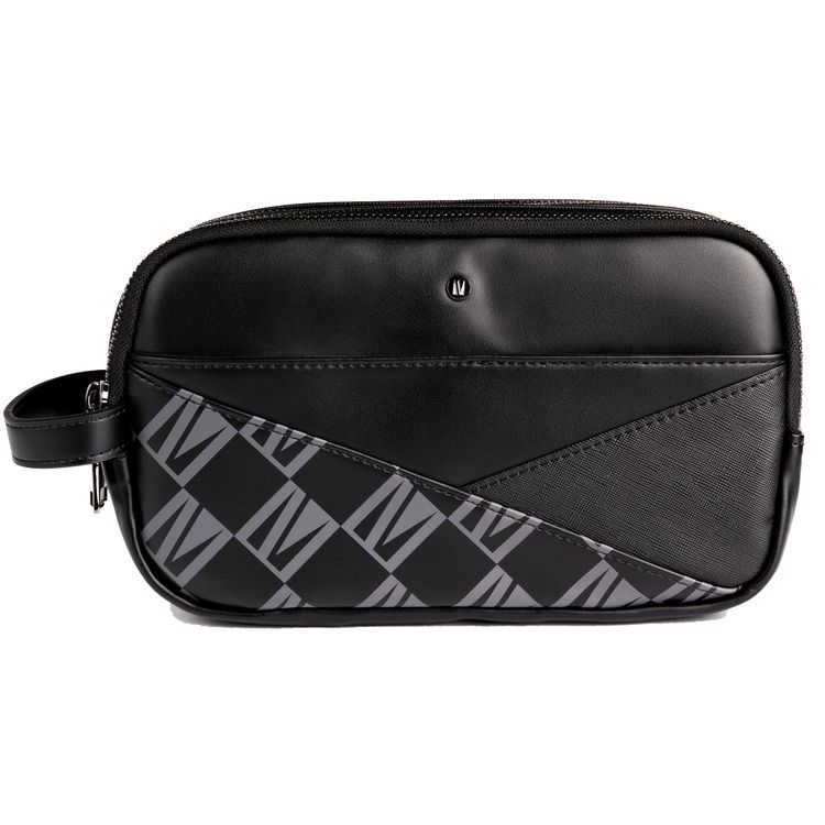 Levelo Poche Pouch with Head-Hang, Genuine Saffiano Leather Material, Multi Pockets, Cable Organizing Pocket - Black