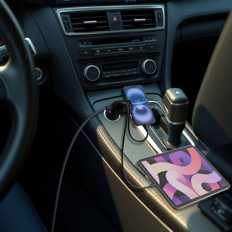 Porodo Starlink Mini DC Plug Car Charger with 60W DC Cable, Integrated Safety Features, Universal Compatibility, Dual-Port Fast Charging, 36W Power Delivery - Gray