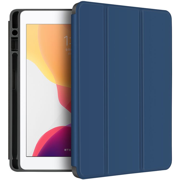 Green Lion Premium Vegan Leather Tablet Case for iPad 10.2" (2019), 360° Protection, Foldable Stand, Built-in Pencil Slot, Impact-Resistant, Shock Absorption - Blue