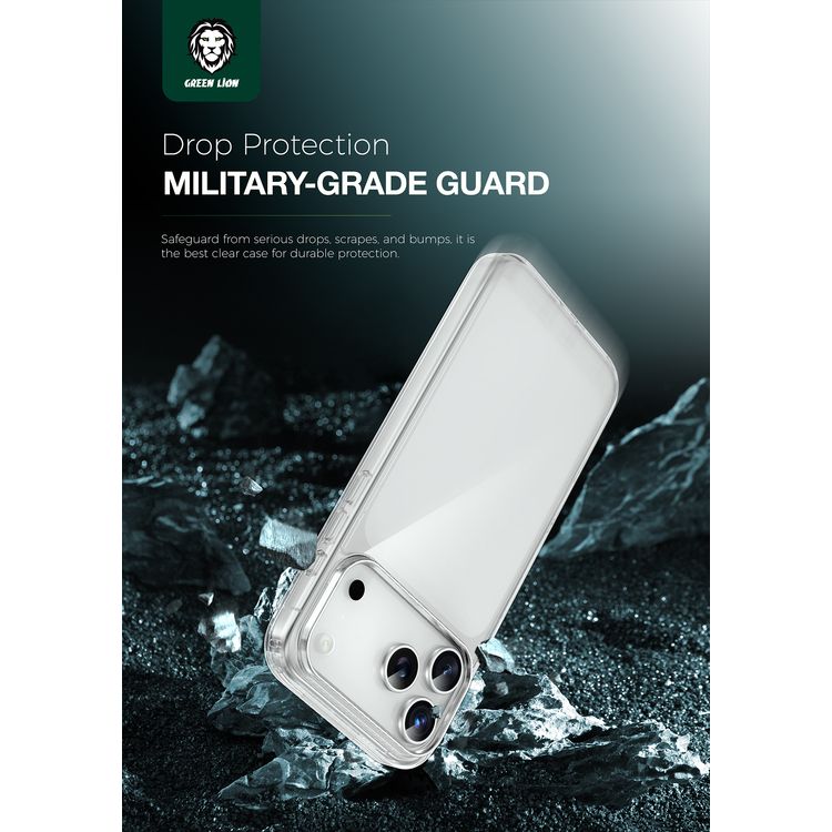 Green Lion Crystal Clear Case for iPhone 17 Pro, Crystal Clarity, Anti-Scratch, Anti-Yellowing, Precise Cutouts, Drop Protection, Anti-Microbial Protection - Clear