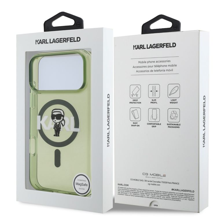 Karl Lagerfeld MagSafe IML Case with Karl Sketch for iPhone 17 Pro Max, Slim Profile, Lightweight Design, Easy Snap-On, Comfortable Grip, Sustainable Packaging, Drop Protection - Kaki