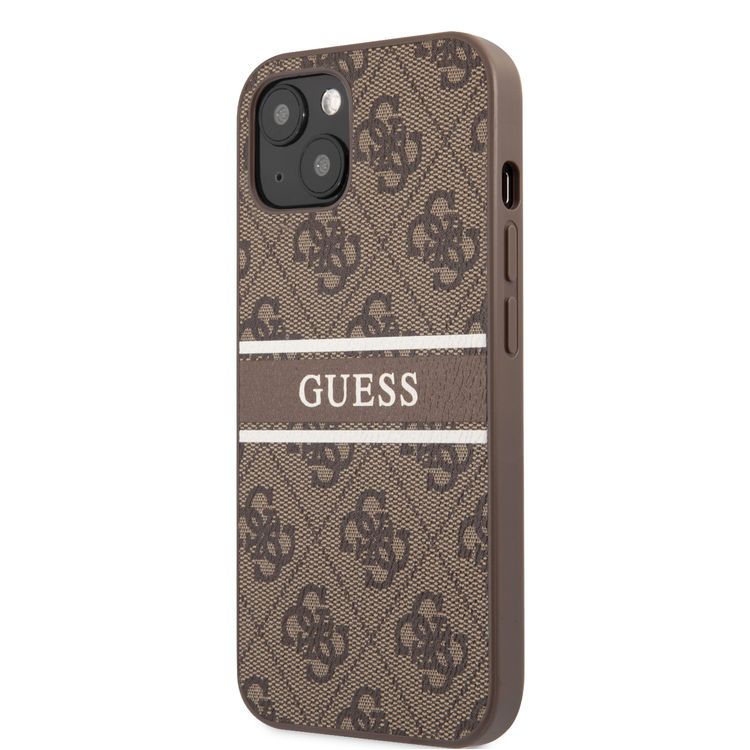 CG MOBILE Guess 4G PU Leather Case with Printed Stripe Compatible for iPhone 13 Mini (5.4") Anti-Scratch, Easy Access to All Ports, Shock Absorption